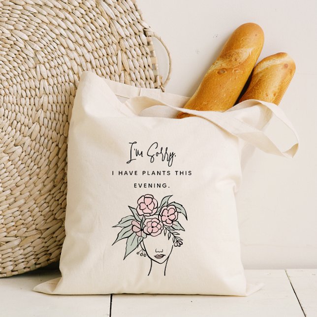 Cute Busy with My Plants Floral Portrait Tote Bag (Creator Uploaded)