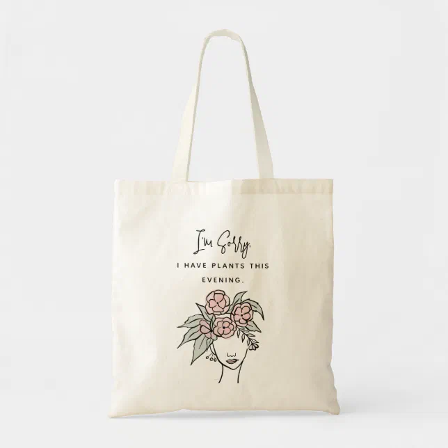Cute Busy with My Plants Floral Portrait Tote Bag (Front)