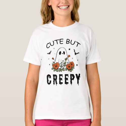 Cute but creepy ghost with flowers T_Shirt