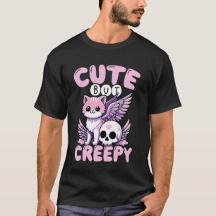 Cute But Creepy Pastel Goth Winged Cat Skull T-Shirt