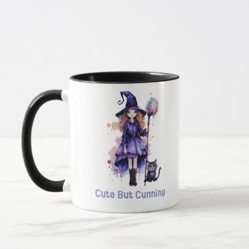 Cute But Cunning Black Cat Witch Halloween Mug