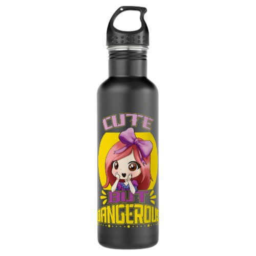 Cute But Dangerous Anime Funny Women Animation Fac Stainless Steel Water Bottle