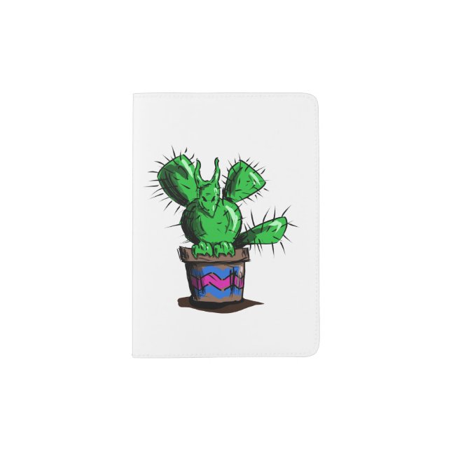 Cute but Dangerous Cactus Dragon Passport Holder (Front)
