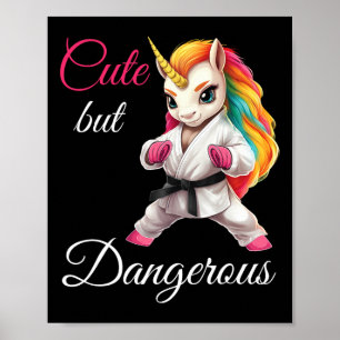 Cute But Dangerous Funny Karate Unicorn Taekwondo Poster