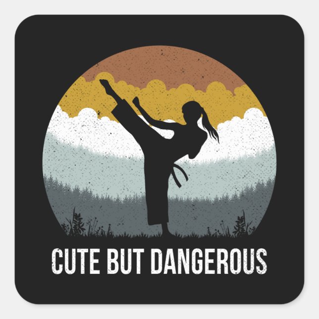 Cute but Dangerous - Karate Taekwondo Karate Girl  Square Sticker (Front)