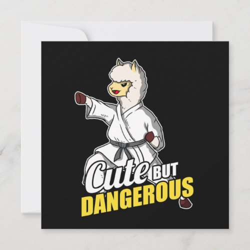 Cute But Dangerous Llama Alpaca Karate Kung Fu Invitation