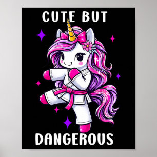 Cute But Dangerous Magical Unicorn Karate Taekwond Poster