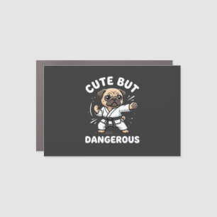 Cute But Dangerous Pug Dog Karate Car Magnet