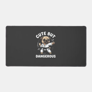 Cute But Dangerous Pug Dog Karate Desk Mat