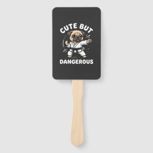 Cute But Dangerous Pug Dog Karate Hand Fan