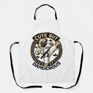Cute But Dangerous Pug Dog Karate Kick_1 Apron