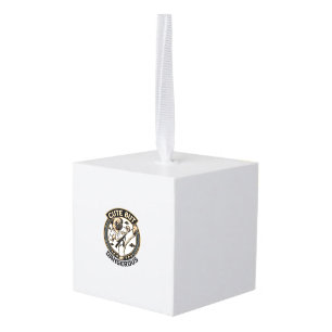 Cute But Dangerous Pug Dog Karate Kick_1 Cube Ornament