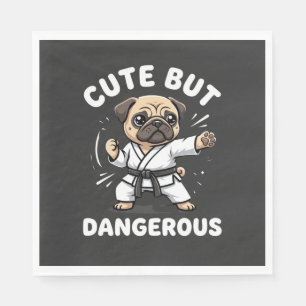 Cute But Dangerous Pug Dog Karate Napkins
