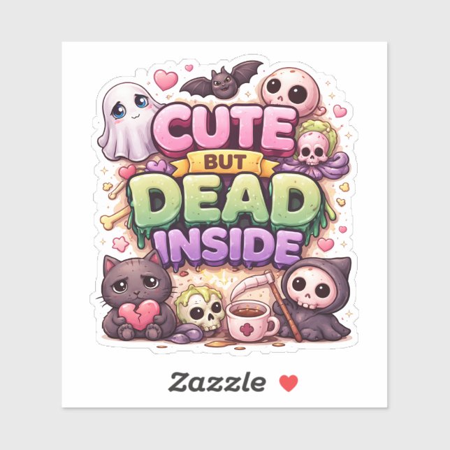 Cute But Dead Inside Custom-Cut Vinyl Sticker (Sheet)