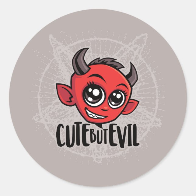 Cute But Evil Classic Round Sticker (Front)