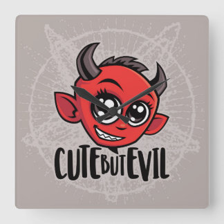 Cute But Evil Square Wall Clock