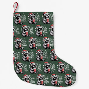Cute But Feral Christmas Raccoon Funny Animal Small Christmas Stocking