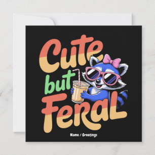 Cute But Feral Funny Adorable Raccoon Retro Vacay Invitation