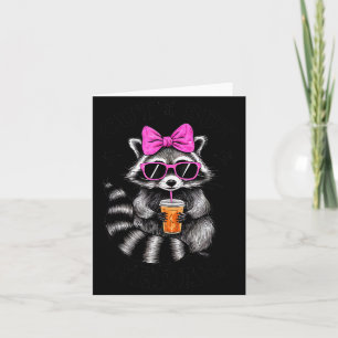 Cute But Feral Funny Colorful Racoon With Sungles  Card