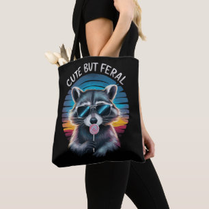 Cute But Feral Funny Raccoon Tote Bag