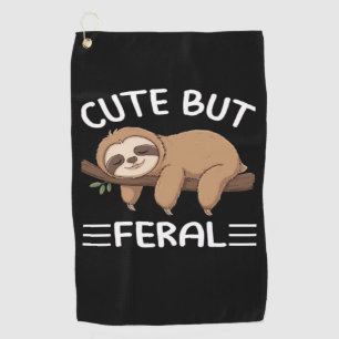 cute but feral funny sloth for animal lover men wo golf towel