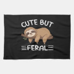 cute but feral funny sloth for animal lover men wo kitchen towel
