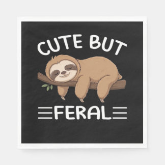 cute but feral funny sloth for animal lover men wo napkins