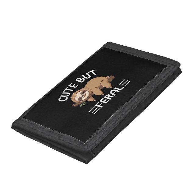 cute but feral funny sloth for animal lover men wo trifold wallet (Bottom)