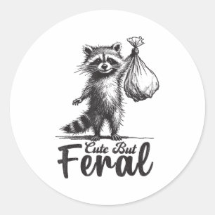 Cute But Feral Panda Raccoon Costume Funny Raccoon Classic Round Sticker