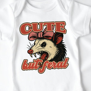 Cute But Feral Possum: Vintage Sarcastic Humor Baby Bodysuit