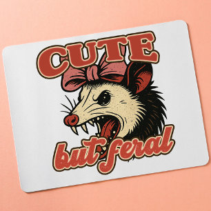 Cute But Feral Possum: Vintage Sarcastic Humor Mouse Pad