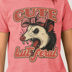 Cute But Feral Possum: Vintage Sarcastic Humor Tri-Blend Shirt