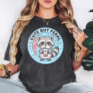 Cute But Feral Raccoon Bubble Tea Kawaii Animal T-Shirt