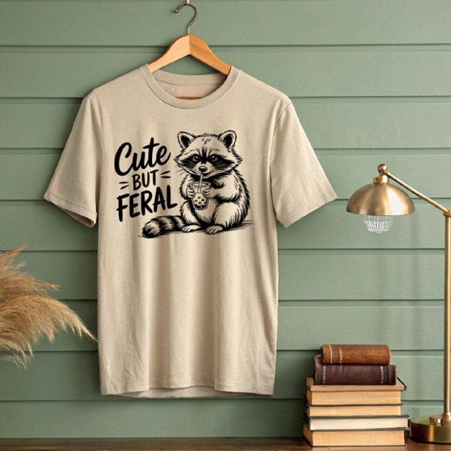 Cute But Feral Raccoon Drink T-Shirt (Creator Uploaded)