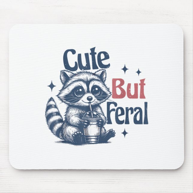 Cute But Feral Raccoon Drinking Boba Toddler Vinta Mouse Pad (Front)