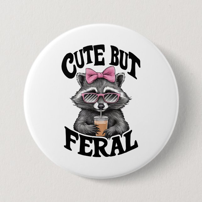Cute But Feral Racoon With Sunglasses Racoon Button (Front)