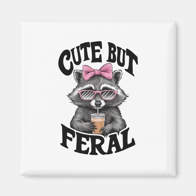 Cute But Feral Racoon With Sunglasses Racoon Magnet (Front)