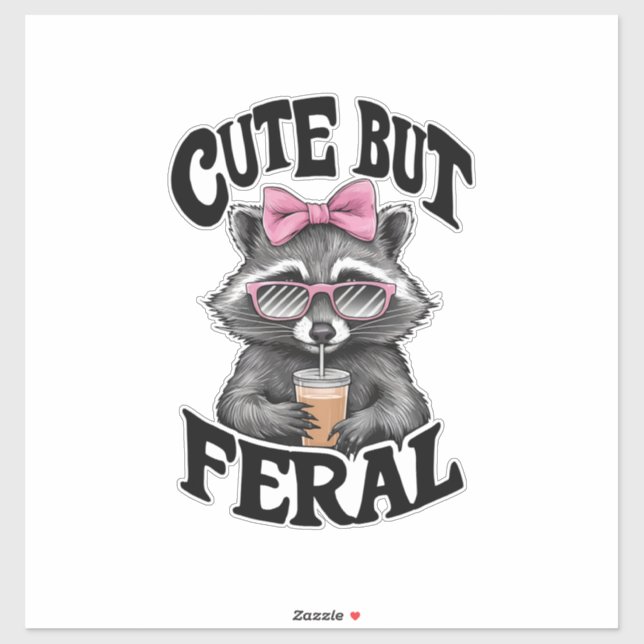 Cute But Feral Racoon With Sunglasses Racoon Sticker (Sheet)