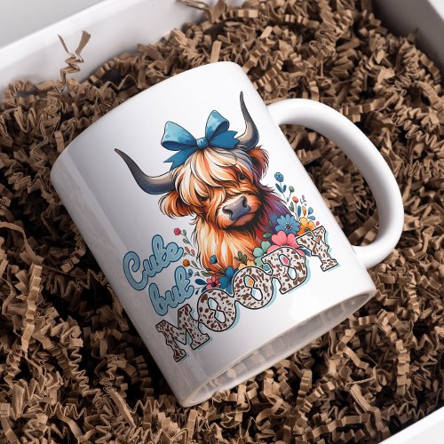 Cute But Moody Retro Cow Floral Watercolor  Coffee Mug