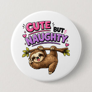 Cute but naughty sloth button