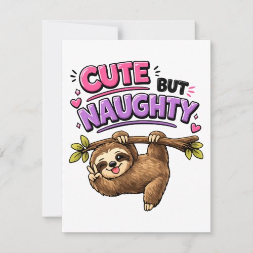 Cute but naughty sloth invitation