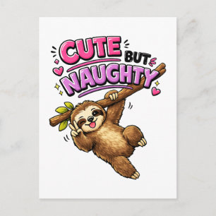 Cute but naughty sloth postcard