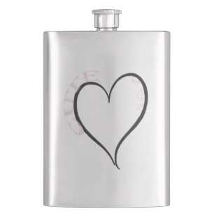 Cute but Psycho Black Heart Pink Font Flask