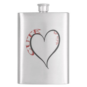 Cute but Psycho Black Heart Red Font Flask