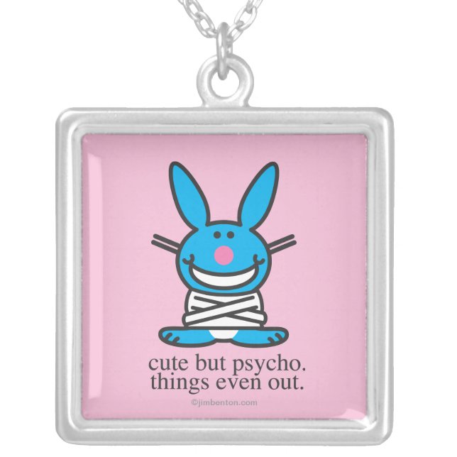Cute but Psycho Silver Plated Necklace (Front)