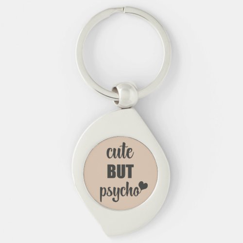 cute but psycho with heart art and brown color keychain