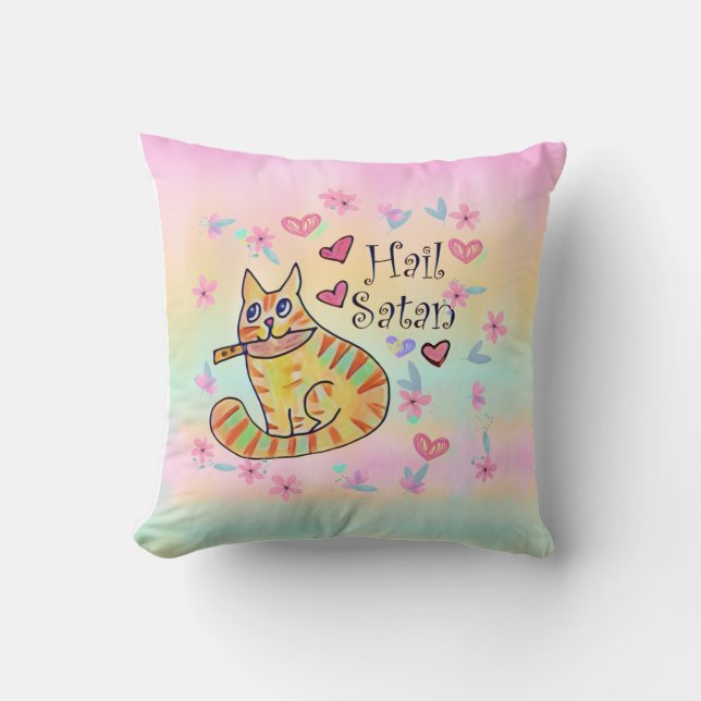 Cute but sarcastic kitty cat adorable throw pillow (Front)