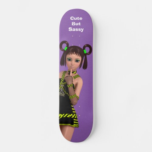 Cute But Sassy Anime Kawaii Girl With Attitude 3D Skateboard Deck