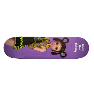 Cute But Sassy Anime Kawaii Girl With Attitude 3D Skateboard Deck