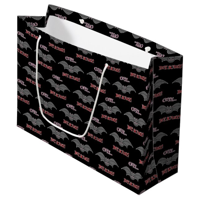 Cute but Scary Bat Large Gift Bag (Front Angled)